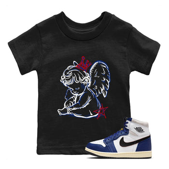 1s Rare Air shirts to match jordans Neon Angel sneaker match tees Air Jordan 1 High OG Rare Air Deep Royal Blue match shoes to clothes SNRT Sneaker Tees Youth Baby Black 1 tee