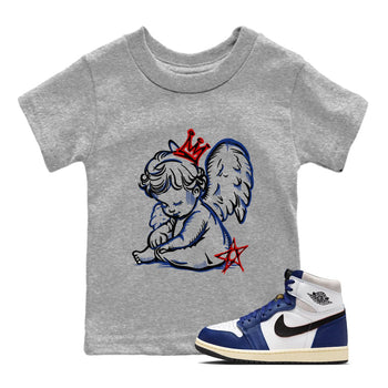 1s Rare Air shirts to match jordans Neon Angel sneaker match tees Air Jordan 1 High OG Rare Air Deep Royal Blue match shoes to clothes SNRT Sneaker Tees Youth Baby Heather Grey 1 tee
