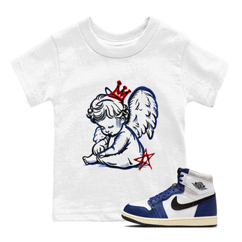 1s Rare Air shirts to match jordans Neon Angel sneaker match tees Air Jordan 1 High OG Rare Air Deep Royal Blue match shoes to clothes SNRT Sneaker Tees Youth Baby White 1 tee