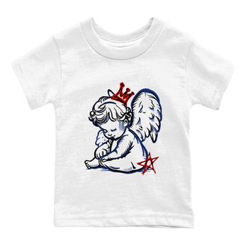 1s Rare Air shirts to match jordans Neon Angel sneaker match tees Air Jordan 1 High OG Rare Air Deep Royal Blue match shoes to clothes SNRT Sneaker Tees Youth Baby White 2 tee