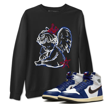 1s Rare Air shirts to match jordans Neon Angel sneaker match tees Air Jordan 1 High OG Rare Air Deep Royal Blue match shoes to clothes SNRT Sneaker Tees unisex cotton Black 1 shirts