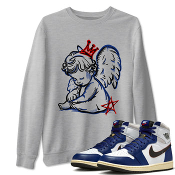 1s Rare Air shirts to match jordans Neon Angel sneaker match tees Air Jordan 1 High OG Rare Air Deep Royal Blue match shoes to clothes SNRT Sneaker Tees unisex cotton Heather Grey 1 shirts