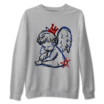 1s Rare Air shirts to match jordans Neon Angel sneaker match tees Air Jordan 1 High OG Rare Air Deep Royal Blue match shoes to clothes SNRT Sneaker Tees unisex cotton Heather Grey 2 shirts