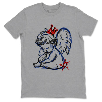 1s Rare Air shirts to match jordans Neon Angel sneaker match tees Air Jordan 1 High OG Rare Air Deep Royal Blue match shoes to clothes SNRT Sneaker Tees unisex cotton Heather Grey 2 shirts
