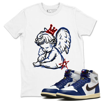 1s Rare Air shirts to match jordans Neon Angel sneaker match tees Air Jordan 1 High OG Rare Air Deep Royal Blue match shoes to clothes SNRT Sneaker Tees unisex cotton White 1 shirts