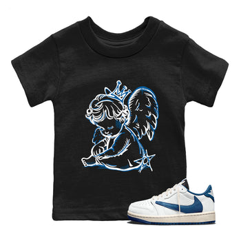 Sneaker match tees – Sneaker Tees To Match Air Jordan 1 Travis Scott Fragment Shoes – Neon Angel Kids T-Shirt Black 1