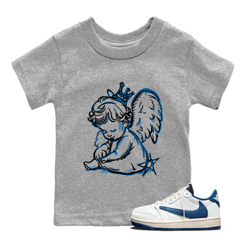 Sneaker match tees – Sneaker Tees To Match Air Jordan 1 Travis Scott Fragment Shoes – Neon Angel Kids T-Shirt Heather Grey 1