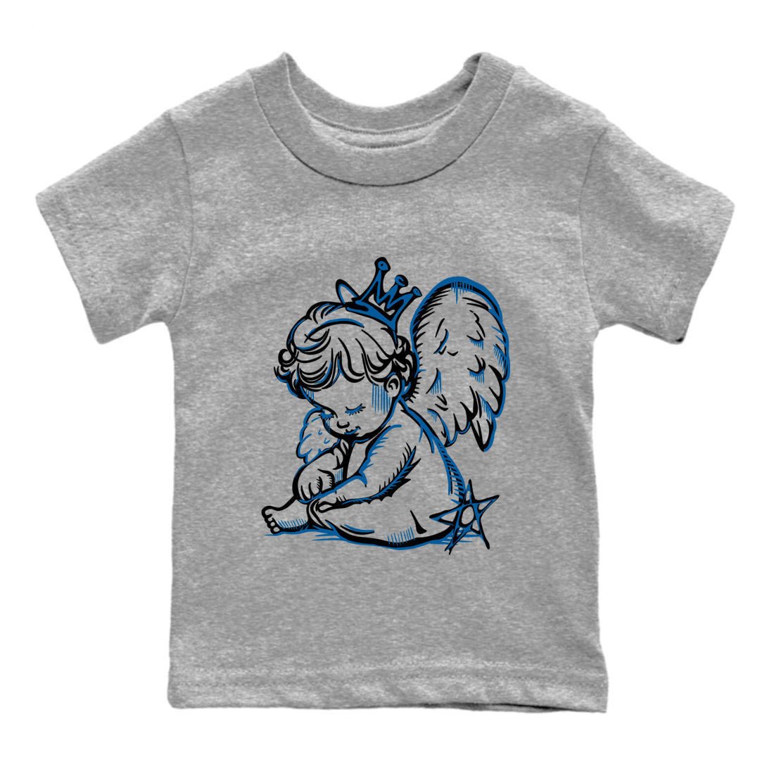 Sneaker match tees – Sneaker Tees To Match Air Jordan 1 Travis Scott Fragment Shoes – Neon Angel Kids T-Shirt Heather Grey 2