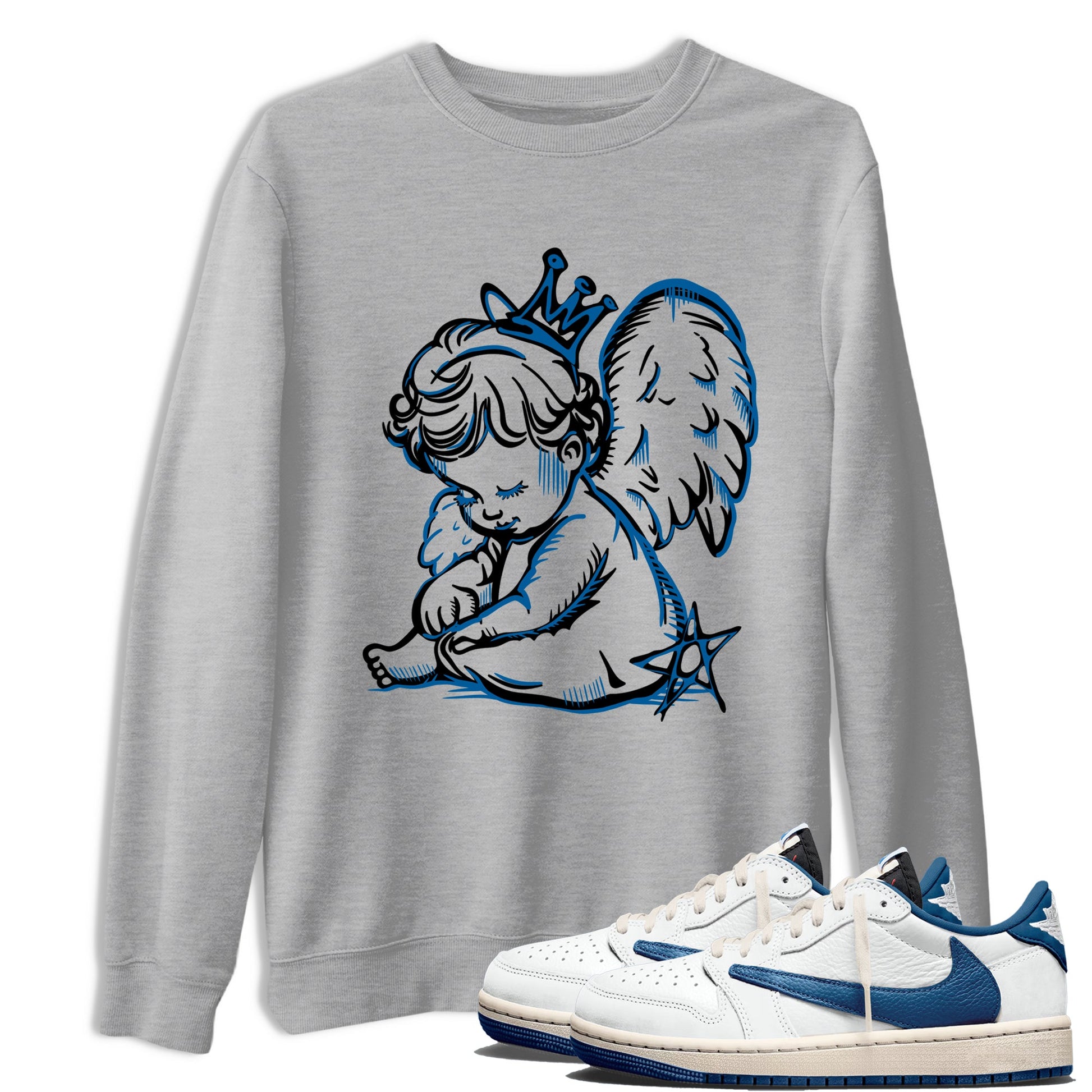 Sneaker match tees – Sneaker Tees To Match Air Jordan 1 Travis Scott Fragment Shoes – Neon Angel Tee Heather Grey 1