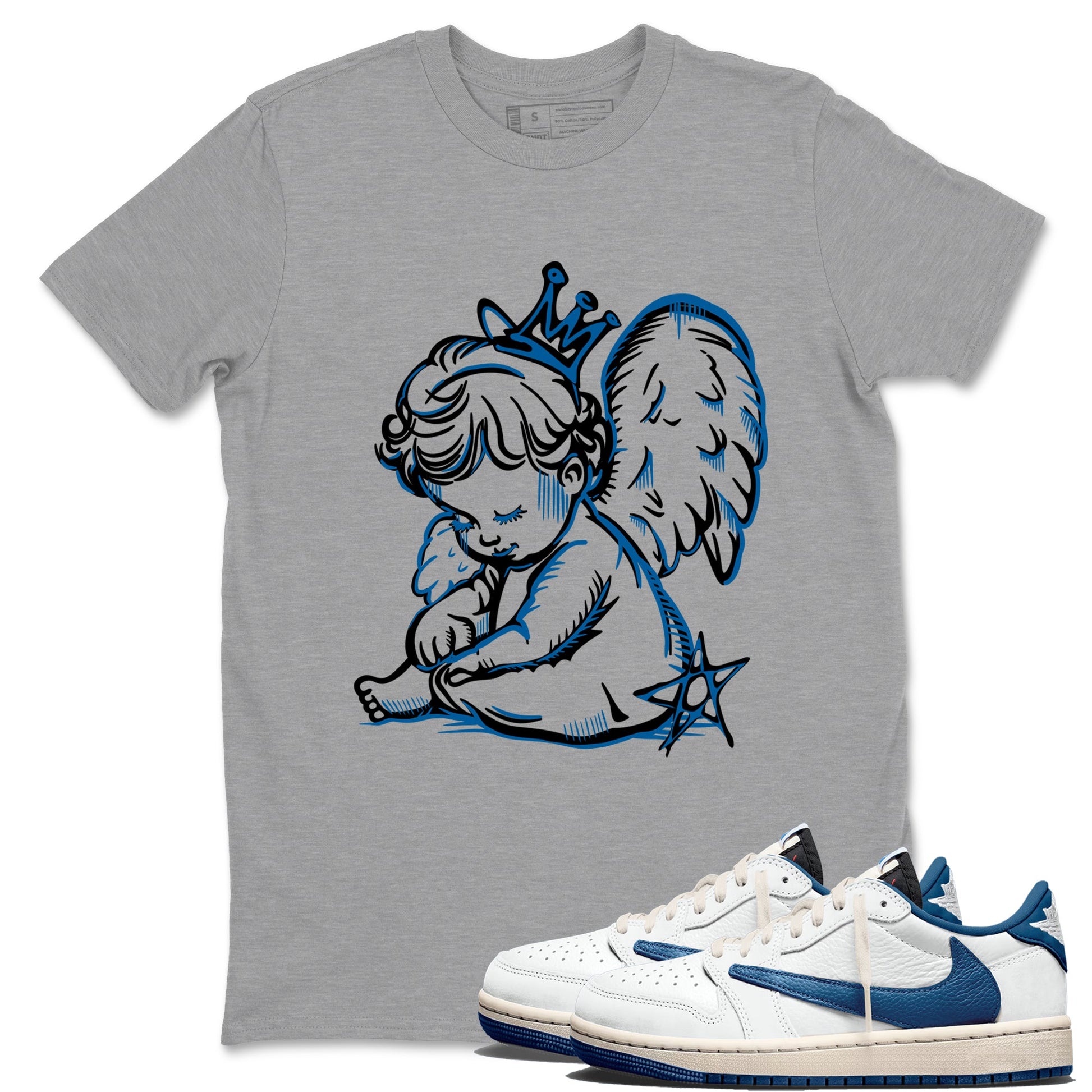 Sneaker match tees – Sneaker Tees To Match Air Jordan 1 Travis Scott Fragment Shoes – Neon Angel Tee Heather Grey 1