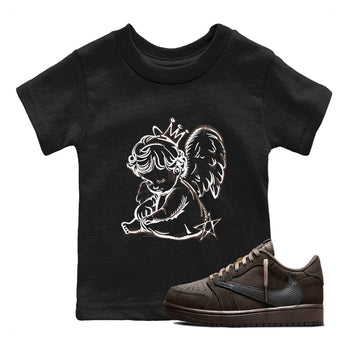 1s Travis Scott Velvet Brown shirts to match jordans Neon Angel best t shirts to wear with jordans Travis Scott x Air Jordan 1 Low OG Velvet Brown match shoes to clothes SNRT Sneaker Tees Youth Baby Black 1 tee