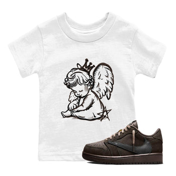 1s Travis Scott Velvet Brown shirts to match jordans Neon Angel best t shirts to wear with jordans Travis Scott x Air Jordan 1 Low OG Velvet Brown match shoes to clothes SNRT Sneaker Tees Youth Baby White 1 tee
