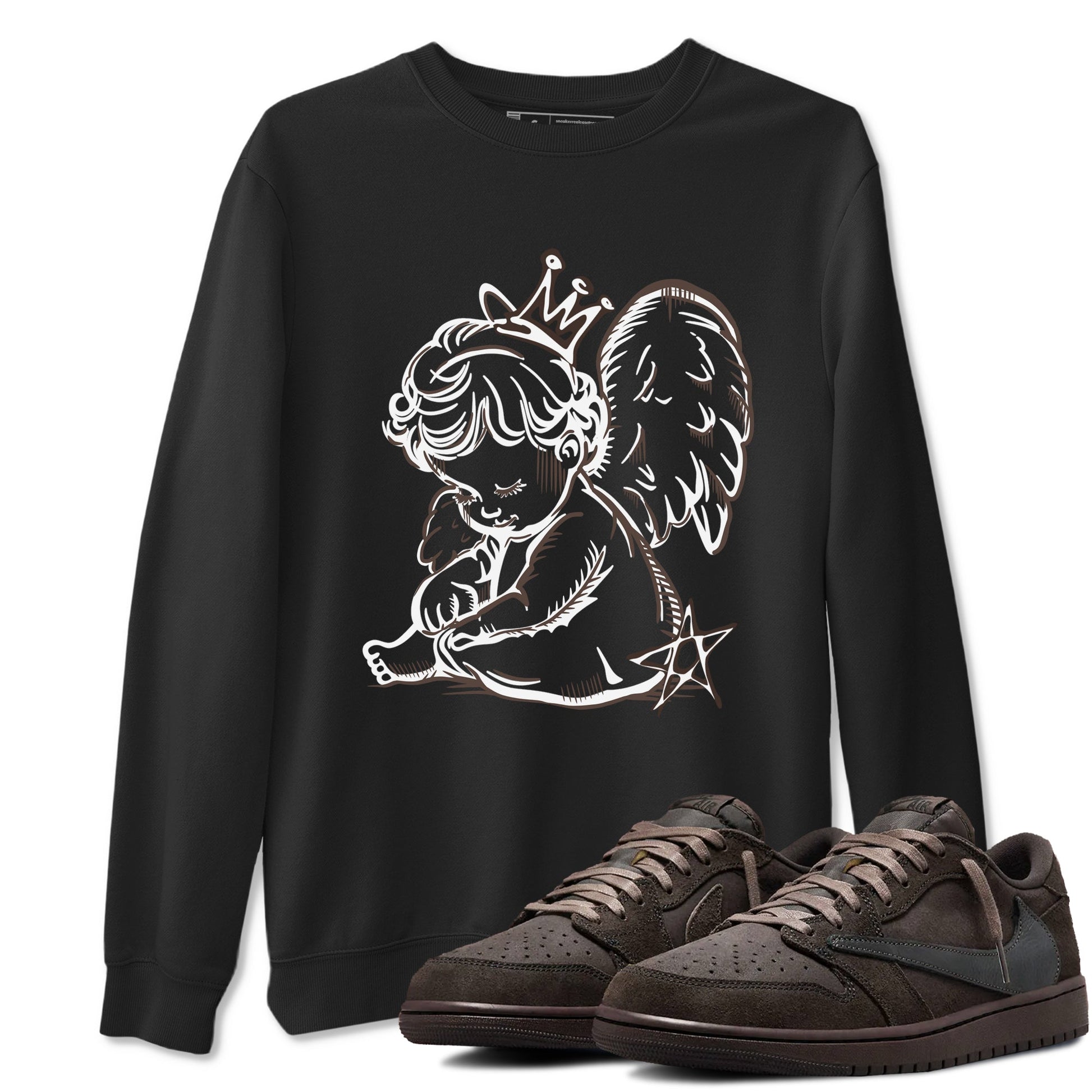 1s Travis Scott Velvet Brown shirts to match jordans Neon Angel best t shirts to wear with jordans Travis Scott x Air Jordan 1 Low OG Velvet Brown match shoes to clothes SNRT Sneaker Tees unisex cotton Black 1 shirts