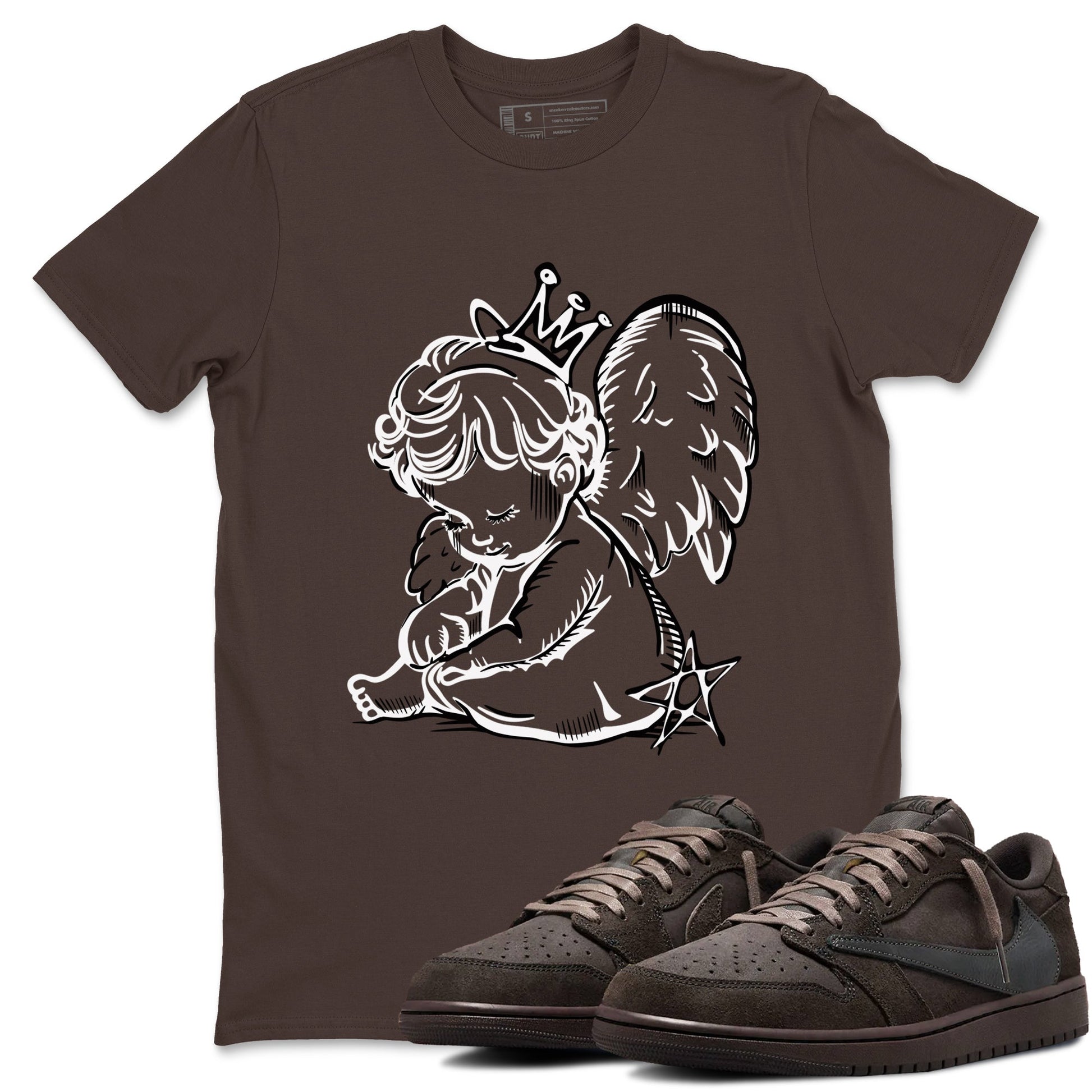 1s Travis Scott Velvet Brown shirts to match jordans Neon Angel best t shirts to wear with jordans Travis Scott x Air Jordan 1 Low OG Velvet Brown match shoes to clothes SNRT Sneaker Tees unisex cotton Dark Chocolate 1 shirts