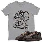 1s Travis Scott Velvet Brown shirts to match jordans Neon Angel best t shirts to wear with jordans Travis Scott x Air Jordan 1 Low OG Velvet Brown match shoes to clothes SNRT Sneaker Tees unisex cotton Heather Grey 1 shirts