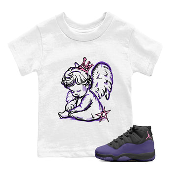 Sneaker match tees – Sneaker Tees To Match Air Jordan 11 Canyon Purple Shoes – Neon Angel Kids T-Shirt White 1