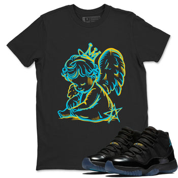 Sneaker Threads – Sneaker Tees To Match Air Jordan 11 Retro Gamma – Neon Angel Graphic Tee Black 1. Perfect for Jordan releases 2025 colorways.