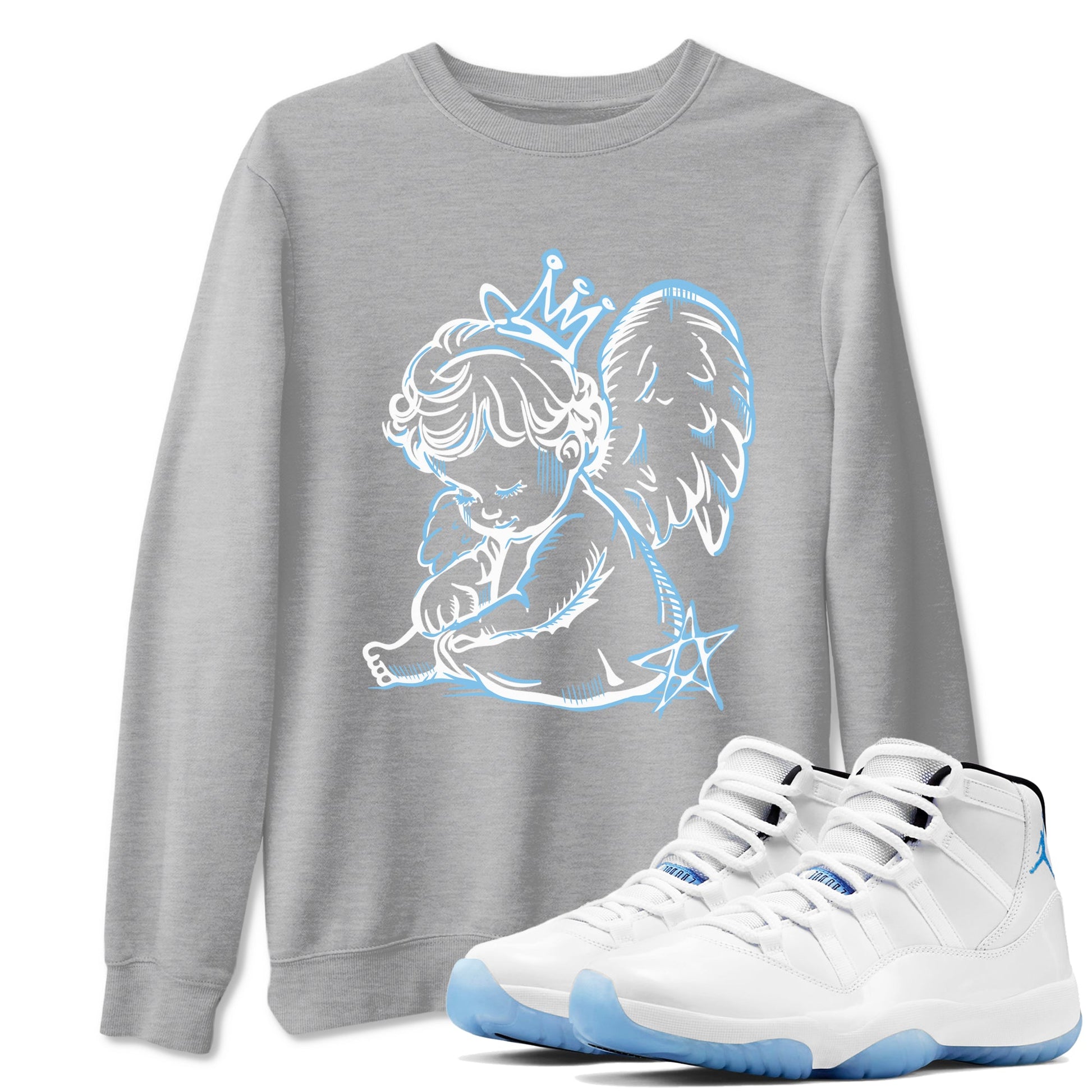 11s Legend Blue shirts to match jordans Neon Angel best t shirts to wear with jordans AJ11 Retro Legend Blue match shoes to clothes SNRT Sneaker Tees unisex cotton Heather Grey 1 shirts