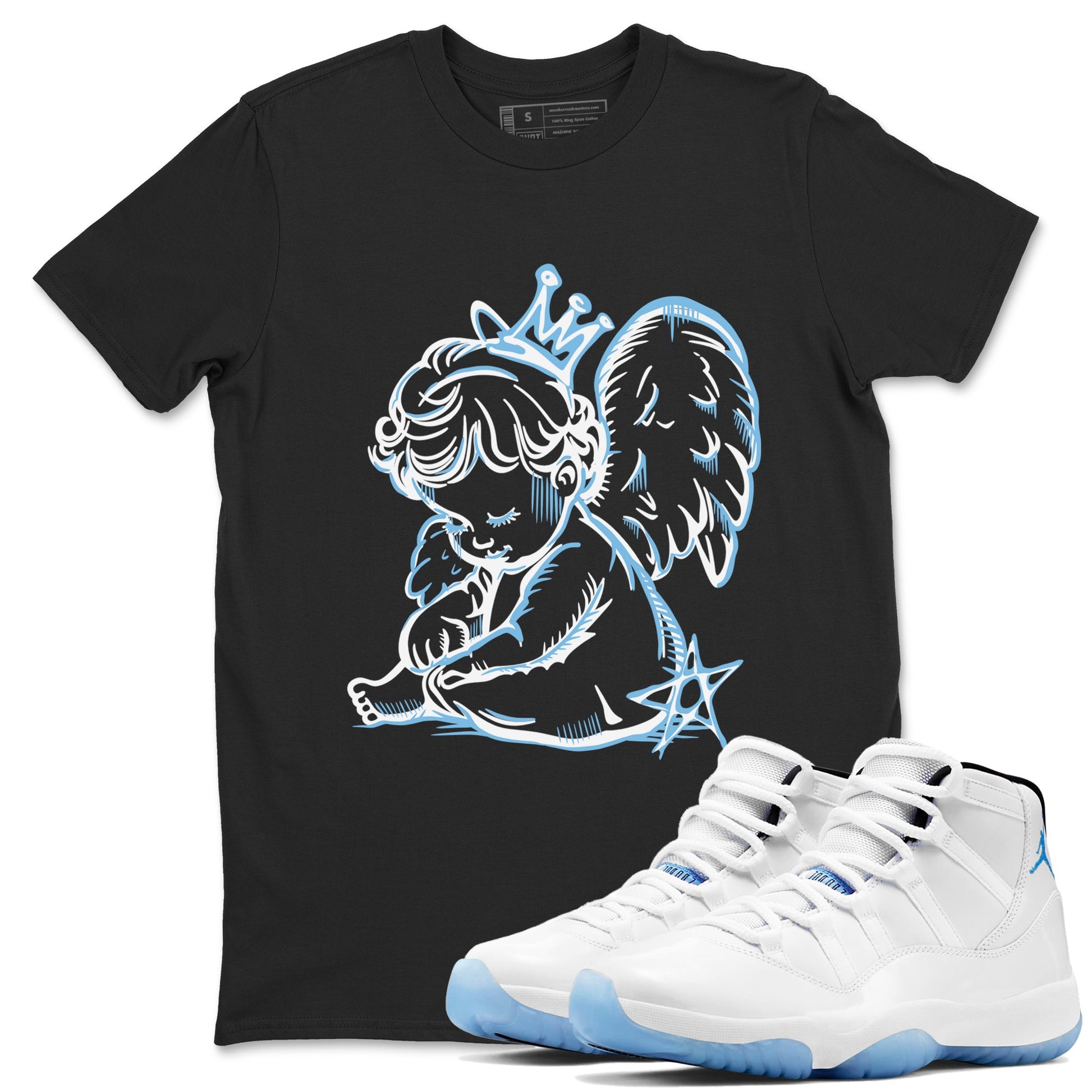 11s Legend Blue shirts to match jordans Neon Angel best t shirts to wear with jordans AJ11 Retro Legend Blue match shoes to clothes SNRT Sneaker Tees unisex cotton Black 1 shirts