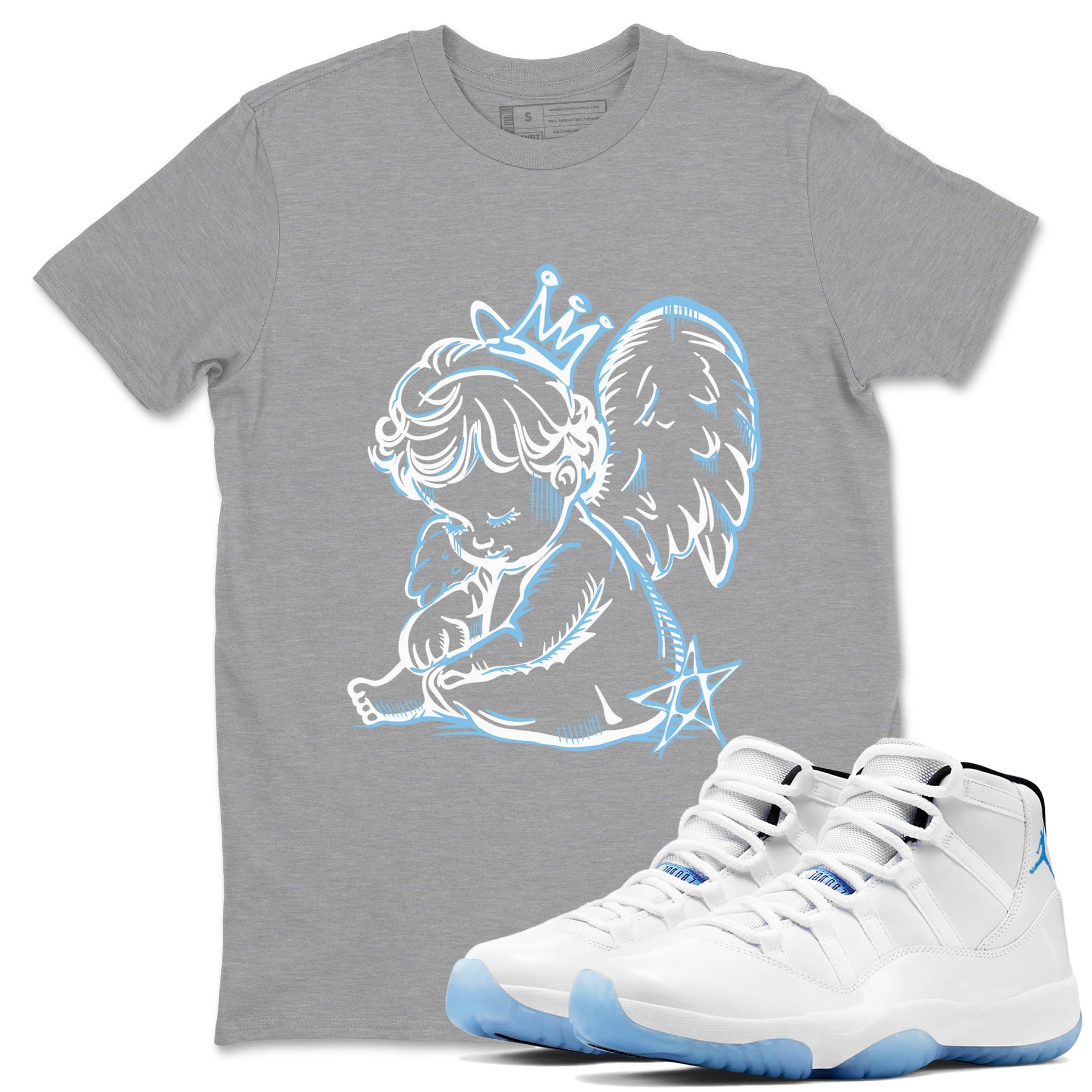 11s Legend Blue shirts to match jordans Neon Angel best t shirts to wear with jordans AJ11 Retro Legend Blue match shoes to clothes SNRT Sneaker Tees unisex cotton Heather Grey 1 shirts