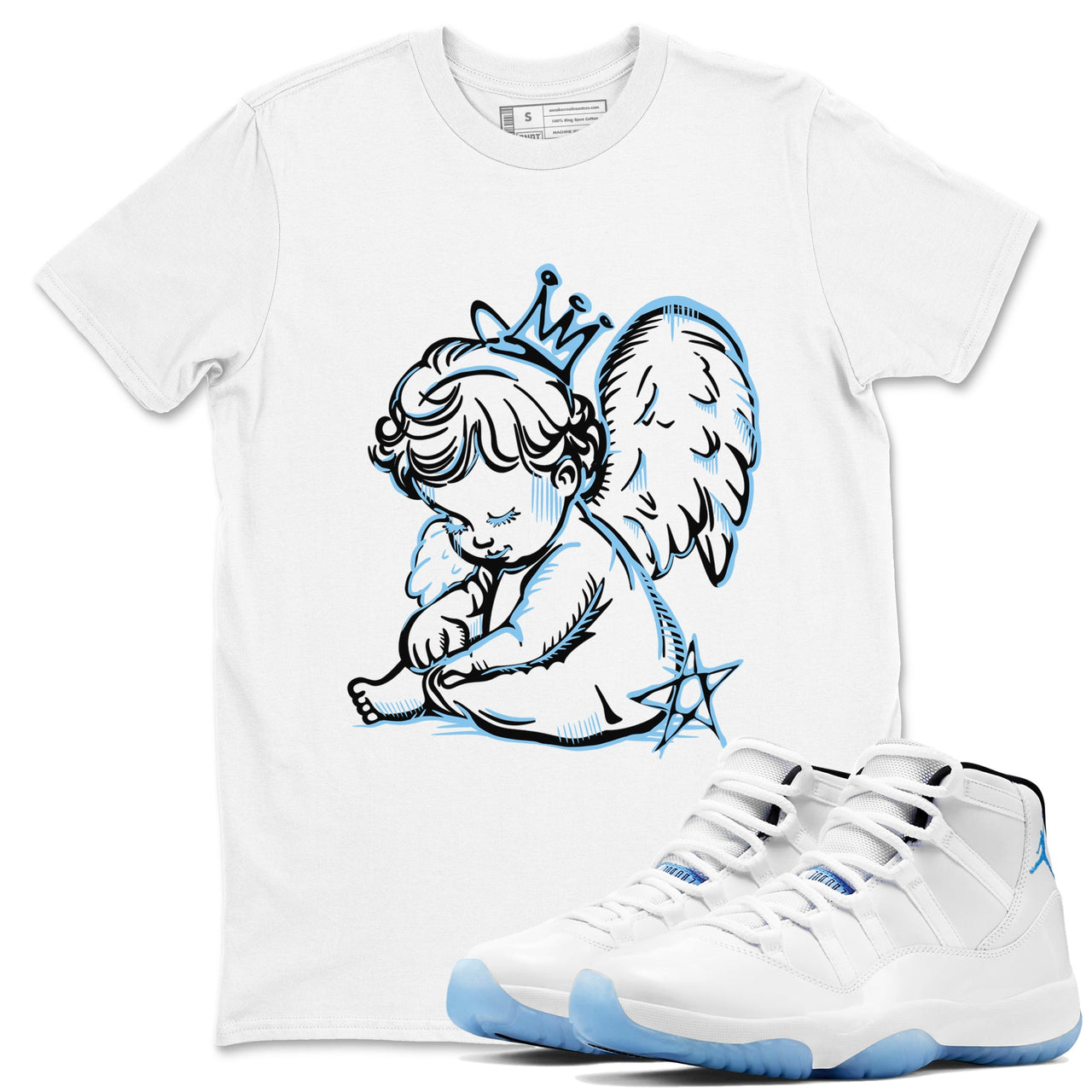 11s Legend Blue shirts to match jordans Neon Angel best t shirts to wear with jordans AJ11 Retro Legend Blue match shoes to clothes SNRT Sneaker Tees unisex cotton Carolina Blue 1 shirts