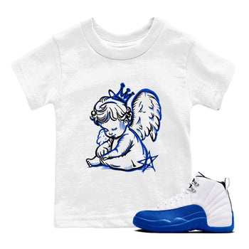 12s Blueberry shirts to match jordans Neon Angel best t shirts to wear with jordans AJ12 White and Game Royal match shoes to clothes SNRT Sneaker Tees Youth Baby White 1 tee