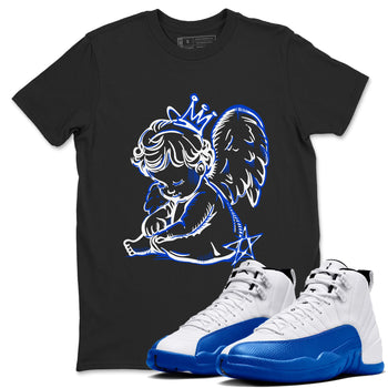 12s Blueberry shirts to match jordans Neon Angel best t shirts to wear with jordans AJ12 White and Game Royal match shoes to clothes SNRT Sneaker Tees unisex cotton Black 1 shirts