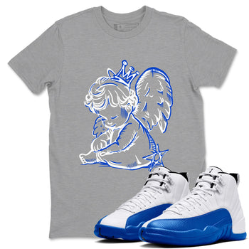 12s Blueberry shirts to match jordans Neon Angel best t shirts to wear with jordans AJ12 White and Game Royal match shoes to clothes SNRT Sneaker Tees unisex cotton Heather Grey 1 shirts