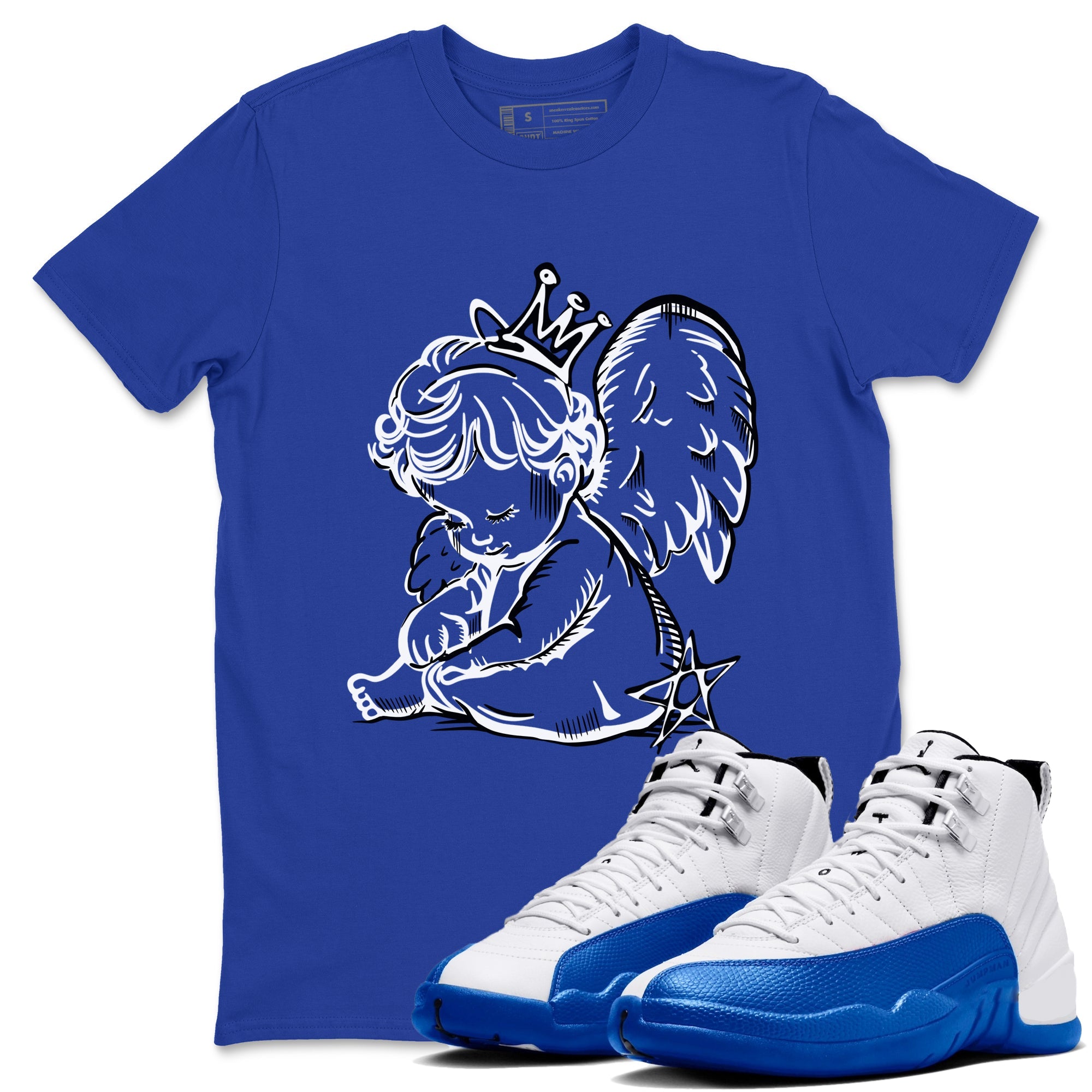 12s Blueberry shirts to match jordans Neon Angel best t shirts to wear with jordans AJ12 White and Game Royal match shoes to clothes SNRT Sneaker Tees unisex cotton Royal Blue 1 shirts