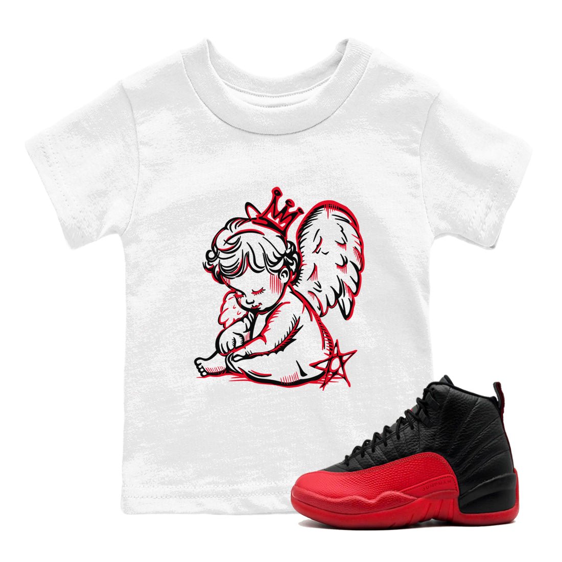 Air Jordan 12 Flu Game shirts to match jordans Neon Angel sneaker match tees Air Jordan 12 Flu Game match shoes to clothes SNRT Sneaker Tees Youth Baby White 1 tee