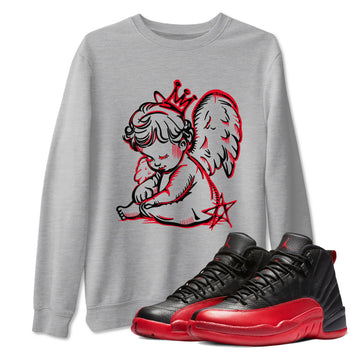 Air Jordan 12 Flu Game shirts to match jordans Neon Angel sneaker match tees Air Jordan 12 Flu Game match shoes to clothes SNRT Sneaker Tees unisex cotton Heather Grey 1 shirts