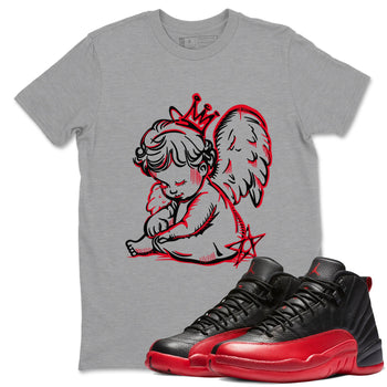 Air Jordan 12 Flu Game shirts to match jordans Neon Angel sneaker match tees Air Jordan 12 Flu Game match shoes to clothes SNRT Sneaker Tees unisex cotton Heather Grey 1 shirts
