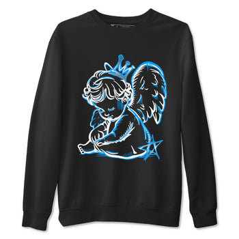Neon Angel sneaker match t-shirt styled to complete your fit with the Air Jordan 12 White and University Blue sneakers, shown in Black 2.