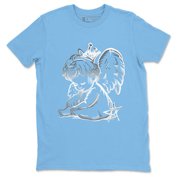 Neon Angel sneaker match t-shirt styled to complete your fit with the Air Jordan 12 White and University Blue sneakers, shown in Carolina Blue 2.