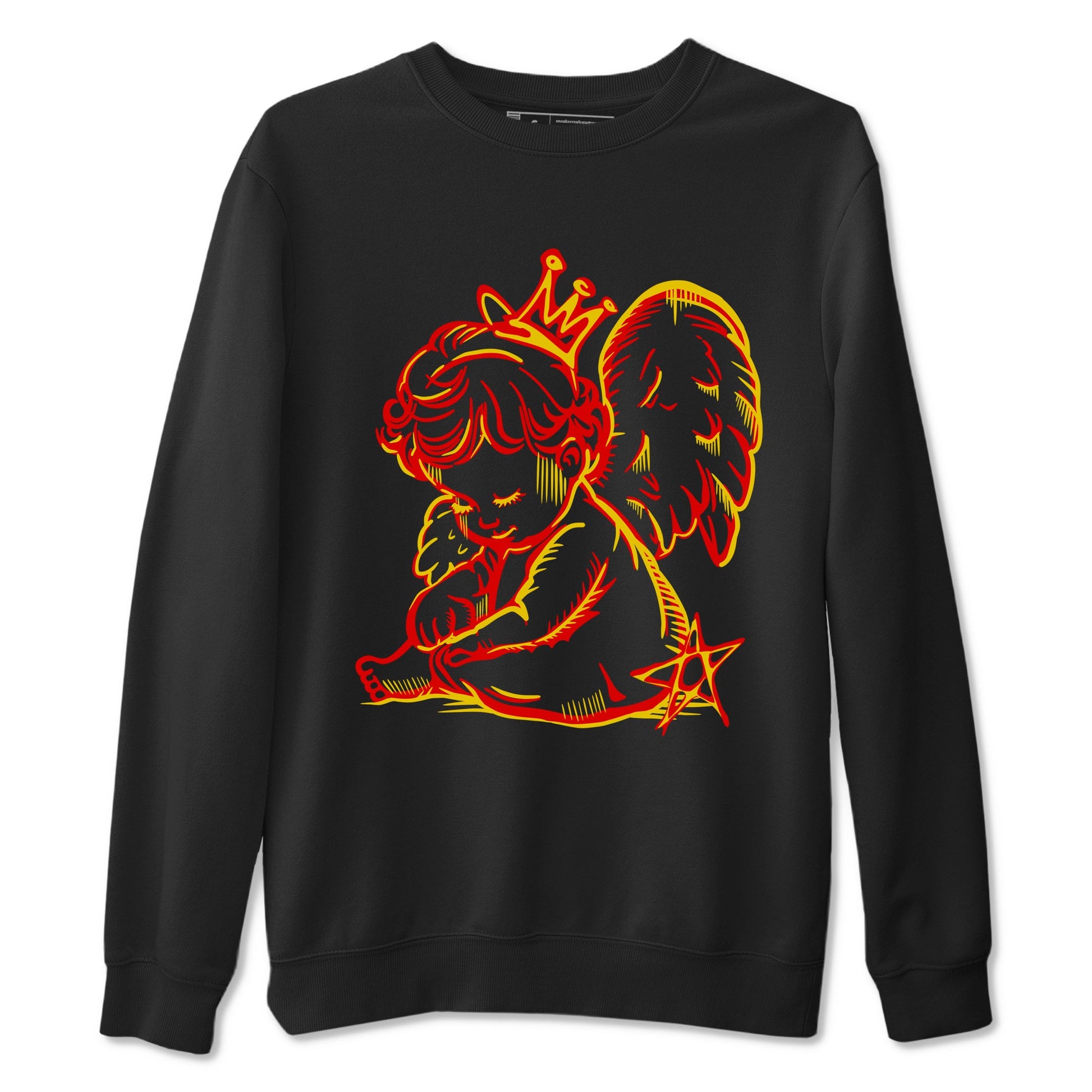 Neon Angel sneaker match t-shirt styled to complete your fit with the Air Jordan 14 Challenge Red sneakers, AJ14 Ferrari,  shown in Black 2.
