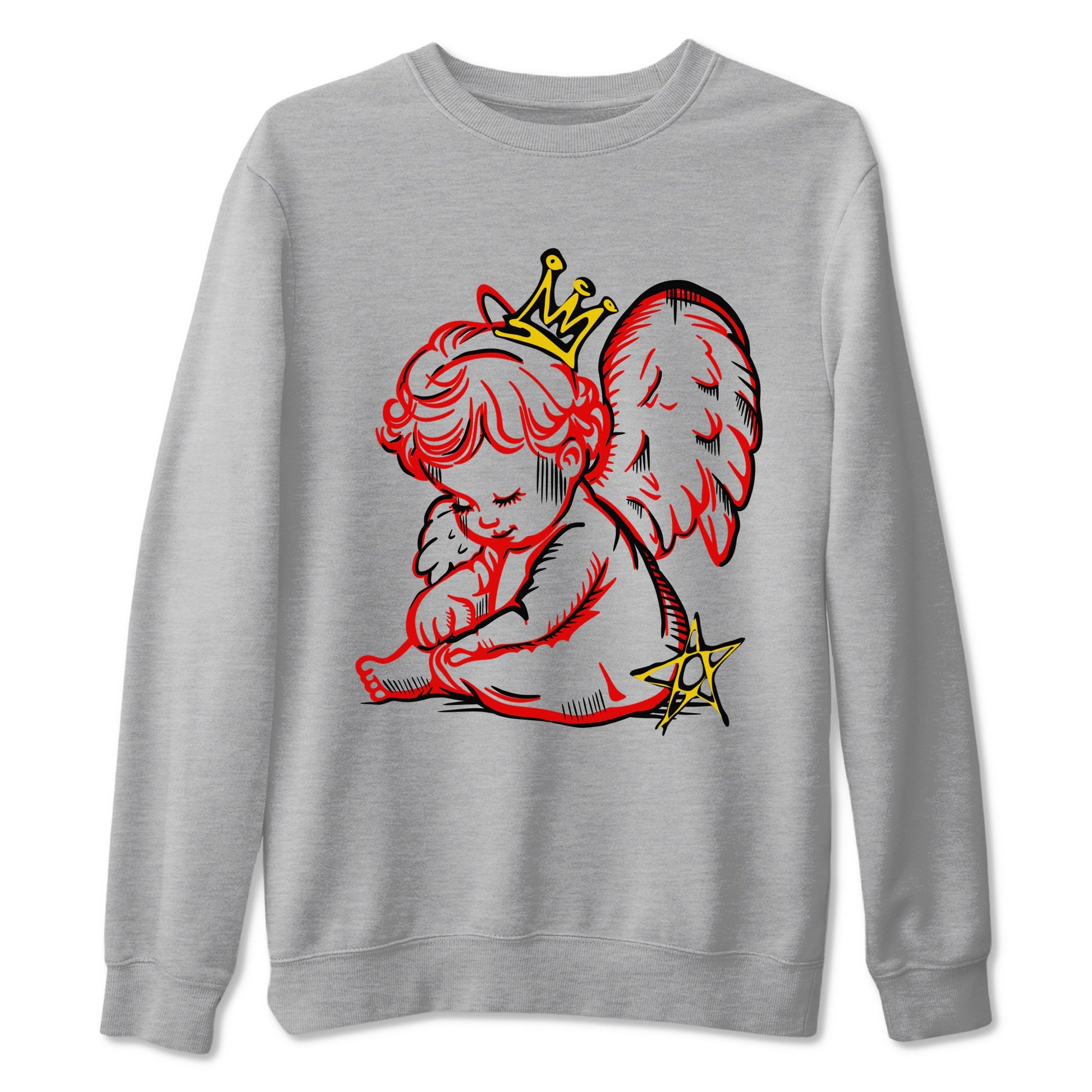 Neon Angel sneaker match t-shirt styled to complete your fit with the Air Jordan 14 Challenge Red sneakers, AJ14 Ferrari,  shown in Heather Grey 2.