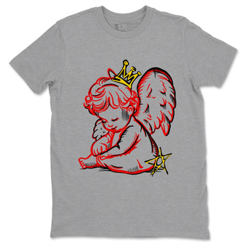 Neon Angel sneaker match t-shirt styled to complete your fit with the Air Jordan 14 Challenge Red sneakers, AJ14 Ferrari,  shown in Heather Grey 2.