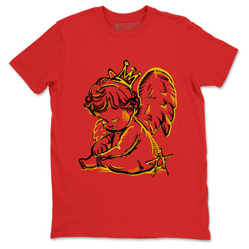 Neon Angel sneaker match t-shirt styled to complete your fit with the Air Jordan 14 Challenge Red sneakers, AJ14 Ferrari,  shown in Red 2.