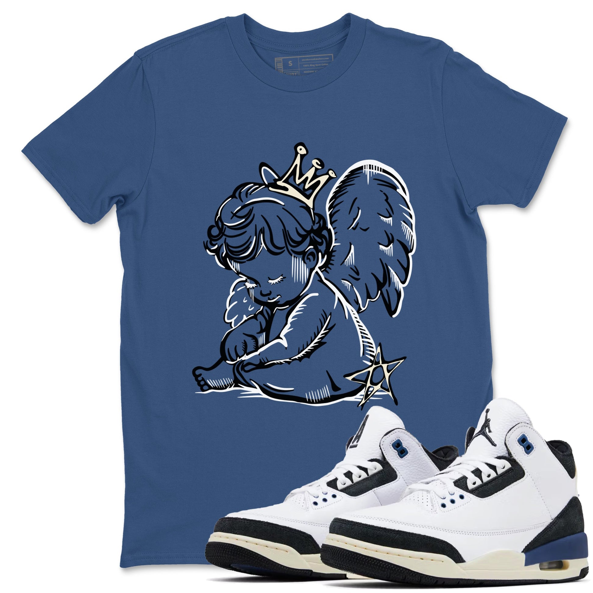 3s For The Love to match jordans Neon Angel sneaker match tees A Ma Maniere For The Love match shoes to clothes SNRT Sneaker Tees unisex cotton Denim Blue 1 shirts