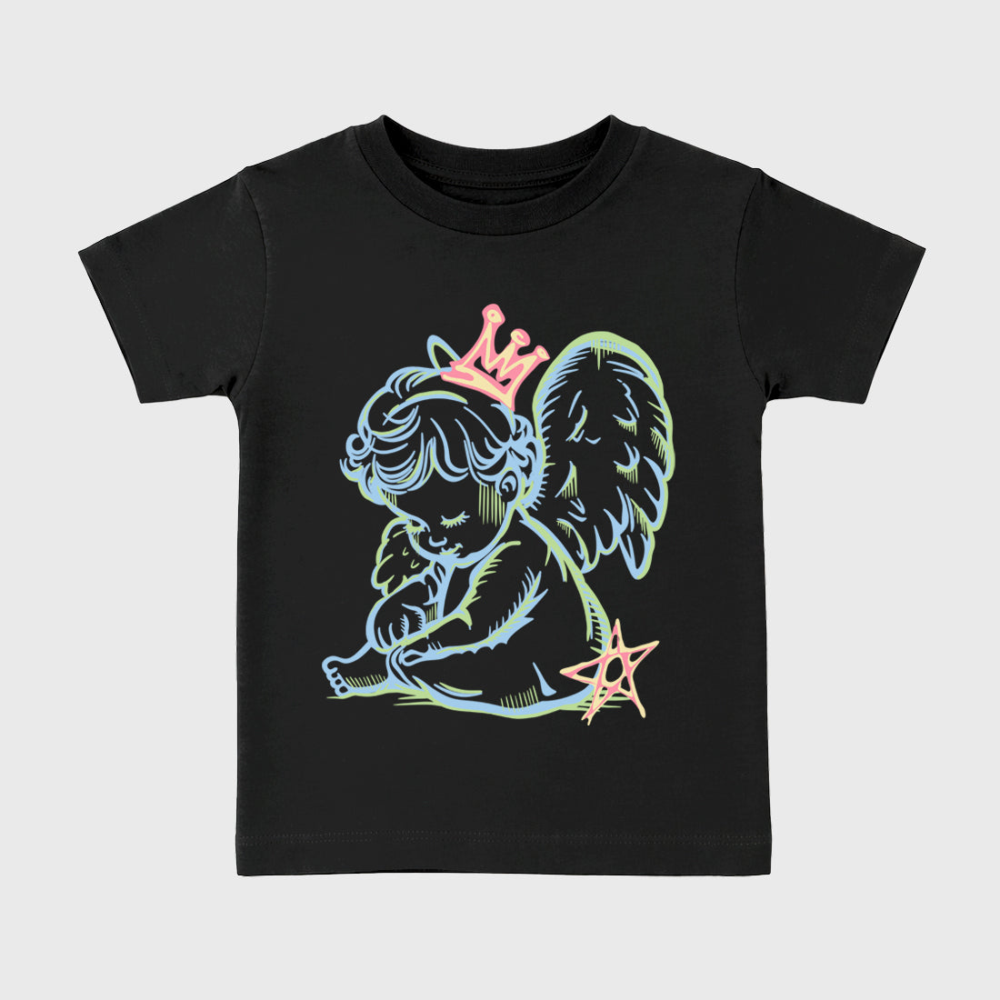 Sneaker match tees – Sneaker Tees To Match Air Jordan 3 Jade Aura Shoes – Neon Angel Kids T-Shirt Black 2