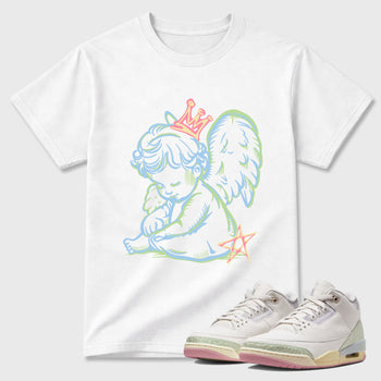 Sneaker match tees – Sneaker Tees To Match Air Jordan 3 Jade Aura Shoes – Neon Angel Tee White 1