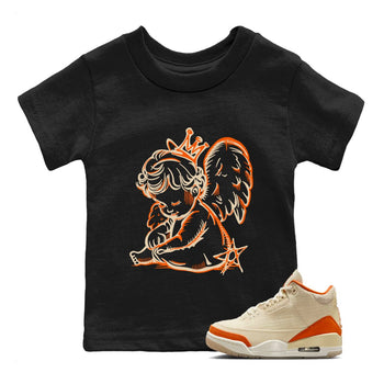 Neon Angel baby and kids t-shirt crafted for little sneakerheads to shine with the Air Jordan 3 Starfish sneakers, displayed in Black 1.