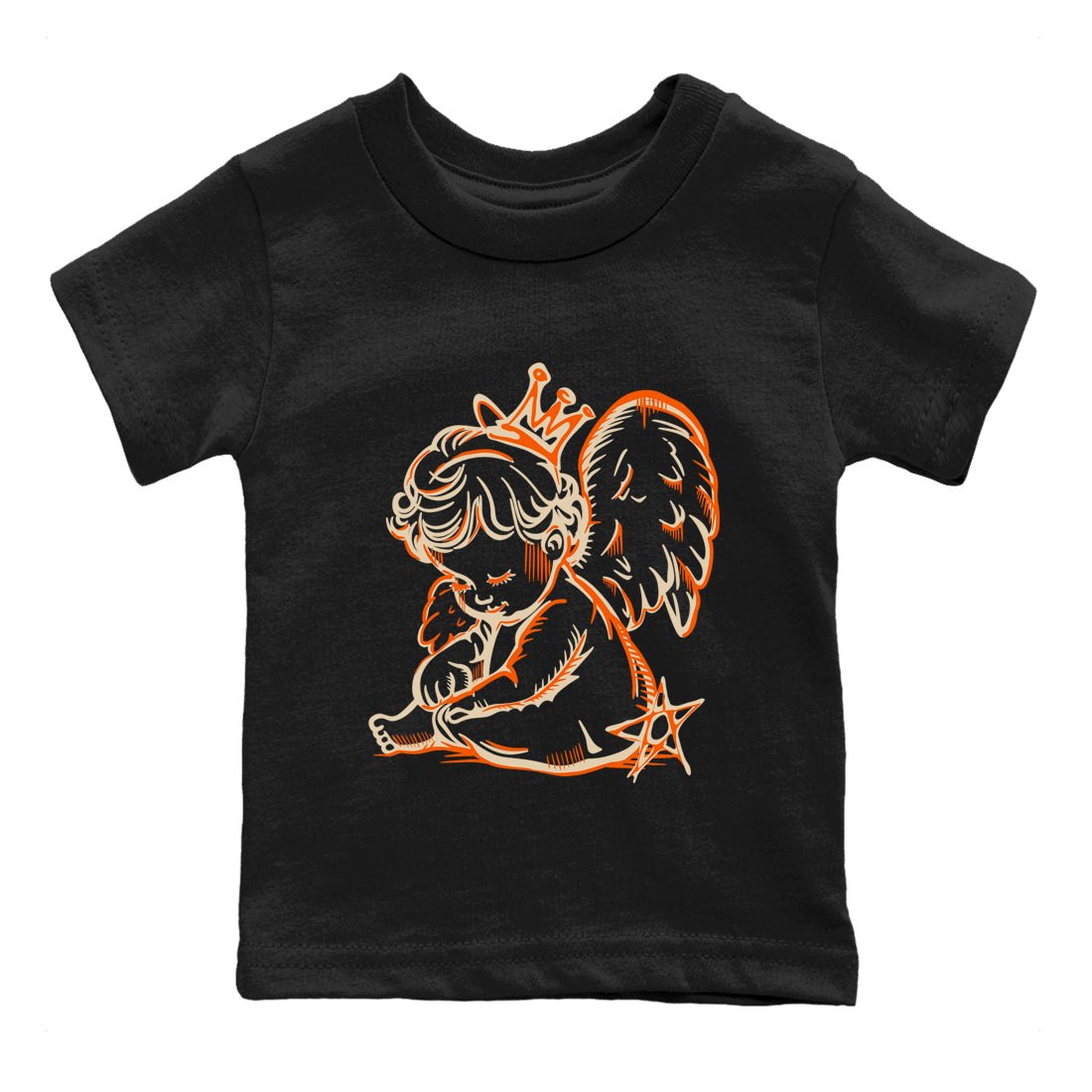 Neon Angel baby and kids t-shirt crafted for little sneakerheads to shine with the Air Jordan 3 Starfish sneakers, displayed in Black 2.