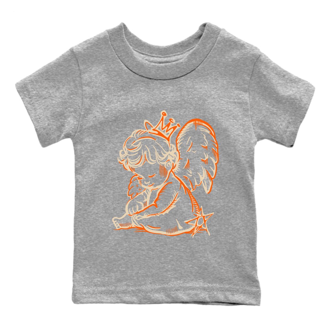 Neon Angel baby and kids t-shirt crafted for little sneakerheads to shine with the Air Jordan 3 Starfish sneakers, displayed in Heather Grey 2.