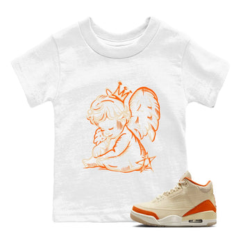 Neon Angel baby and kids t-shirt crafted for little sneakerheads to shine with the Air Jordan 3 Starfish sneakers, displayed in White 1.