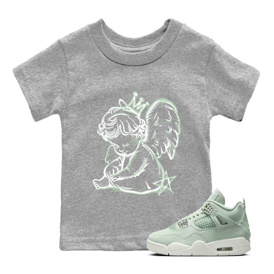 4s Abundance shirts to match jordans Neon Angel sneaker match tees Air Jordan 4 Seafoam match shoes to clothes SNRT Sneaker Tees Youth Baby Heather Grey 1 tee