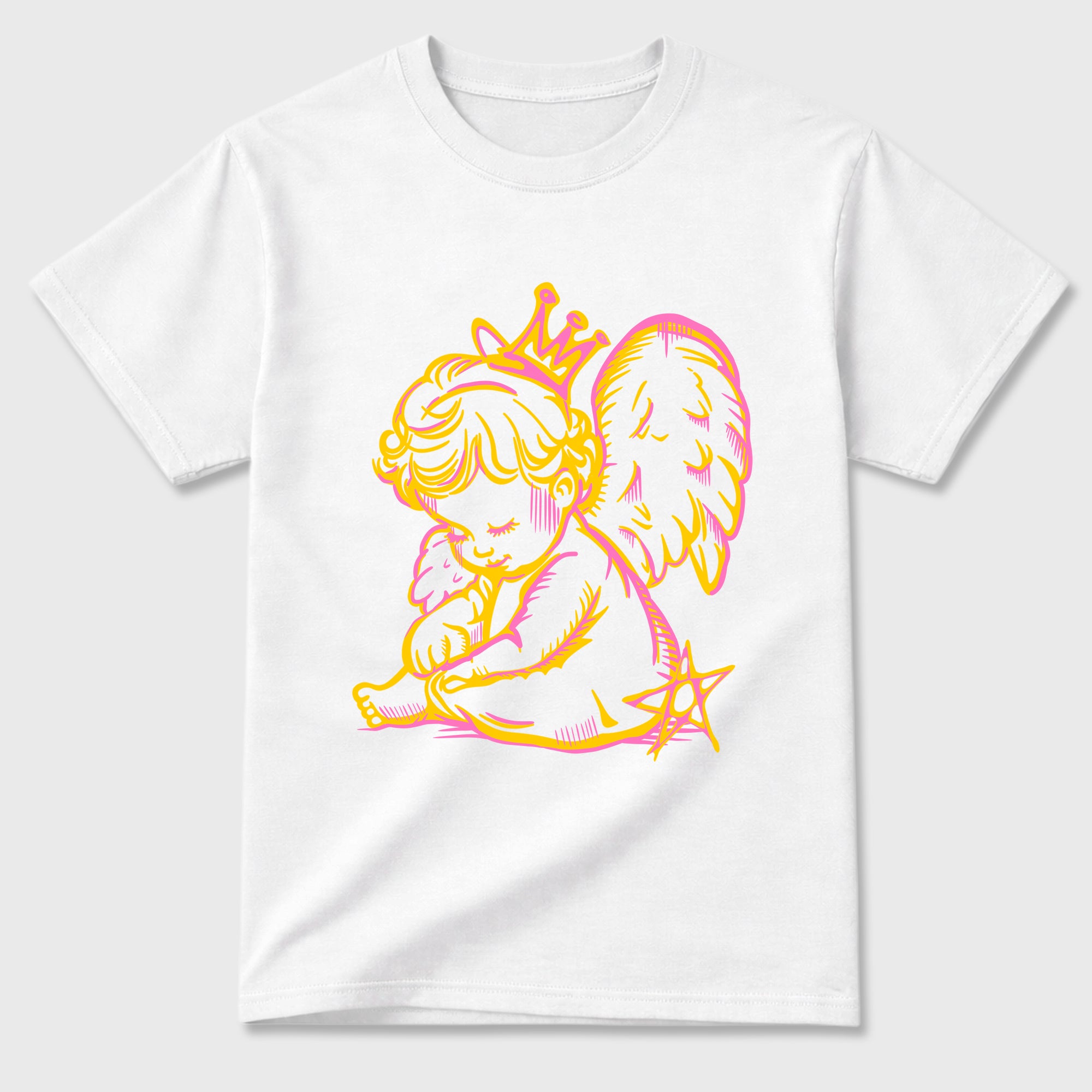 Neon Angel Graphic T-Shirt featuring original streetwear artwork designed to match the Air Jordan 4 Comic. White 2 Graphic T-Shirt.