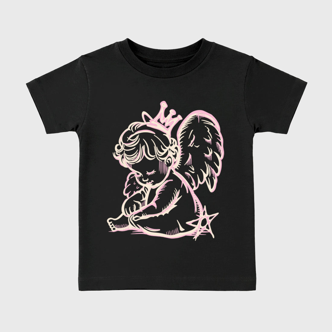 Sneaker match tees – Sneaker Tees To Match Air Jordan 4 Iced Carmine Shoes – Neon Angel Kids T-Shirt Black 2