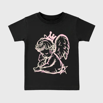 Sneaker match tees – Sneaker Tees To Match Air Jordan 4 Iced Carmine Shoes – Neon Angel Kids T-Shirt Black 2
