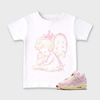 Sneaker match tees – Sneaker Tees To Match Air Jordan 4 Iced Carmine Shoes – Neon Angel Kids T-Shirt White 1